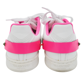 VALENTINO GARAVANI | White & Neon Pink Leather Sneakers