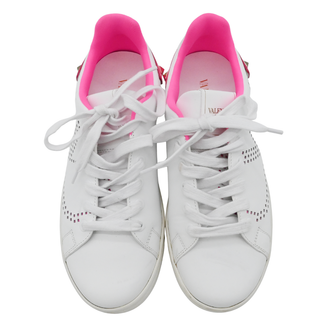 VALENTINO GARAVANI | White & Neon Pink Leather Sneakers