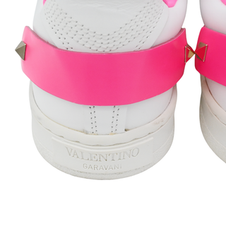 VALENTINO GARAVANI | White & Neon Pink Leather Sneakers