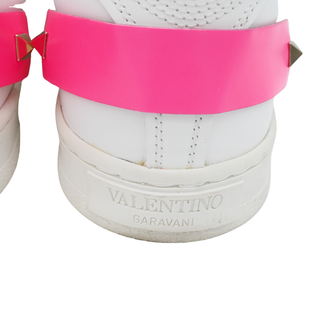 VALENTINO GARAVANI | White & Neon Pink Leather Sneakers