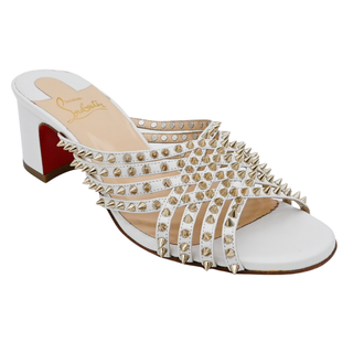 CHRISTIAN LOUBOUTIN | White Leather Martha Spike Slide Sandals