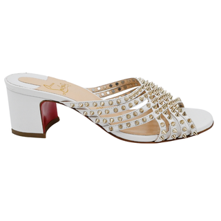 CHRISTIAN LOUBOUTIN | White Leather Martha Spike Slide Sandals