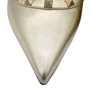 VALENTINO GARAVANI | Gold Metallic Rockstud Pointed Heels