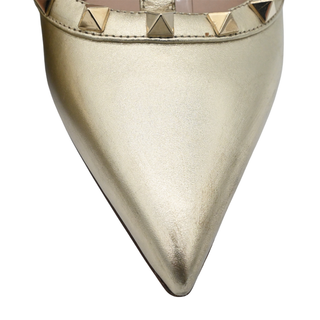 VALENTINO GARAVANI | Gold Metallic Rockstud Pointed Heels