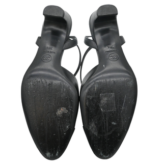 CHANEL | Black Leather Cap Toe CC Strappy Pumps