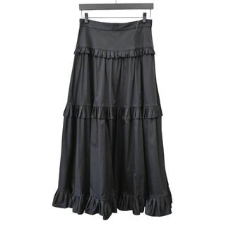 CAROLINA HERRERA | Black Tiered Midi Ruffle Skirt