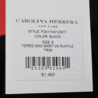CAROLINA HERRERA | Black Tiered Midi Ruffle Skirt