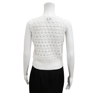 GANNI | Metallic White Crocket Knit Vest