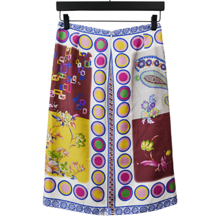 ETRO | Multicolored Geometric and Floral Silk Skirt