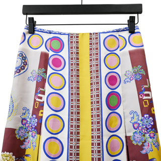 ETRO | Multicolored Geometric and Floral Silk Skirt