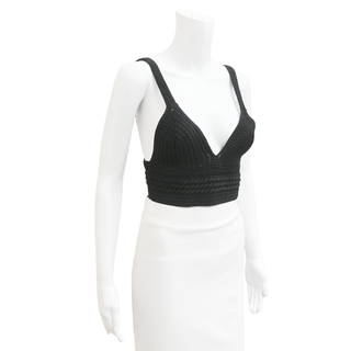 ALTUZARRA | Hera Black Crochet Cropped Sweater