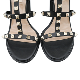 VALENTINO GARAVANI | Black Leather Rockstud Caged Heels