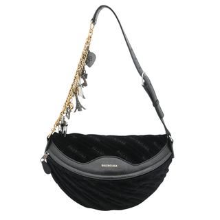 BALENCIAGA | Black Charms Souvenir Velvet Belt Bag
