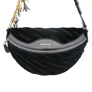 BALENCIAGA | Black Charms Souvenir Velvet Belt Bag