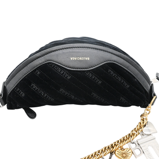 BALENCIAGA | Black Charms Souvenir Velvet Belt Bag