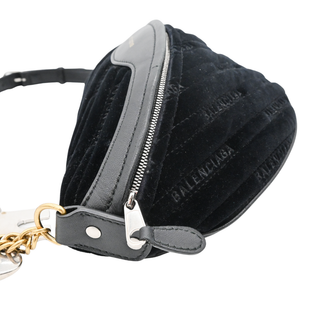 BALENCIAGA | Black Charms Souvenir Velvet Belt Bag