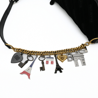 BALENCIAGA | Black Charms Souvenir Velvet Belt Bag