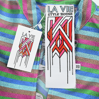 LA VIE STYLE HOUSE | Metallic Striped Maxi Kaftan Dress