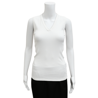 BRUNELLO CUCINELLI | White Ribbed Monili Tank Top