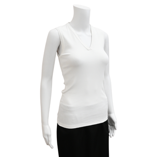 BRUNELLO CUCINELLI | White Ribbed Monili Tank Top