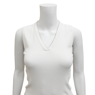 BRUNELLO CUCINELLI | White Ribbed Monili Tank Top