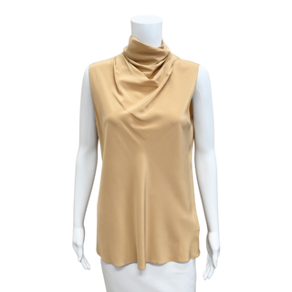 THE ROW | Dark Beige Silk Sleeveless Blouse