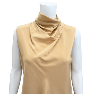 THE ROW | Dark Beige Silk Sleeveless Blouse