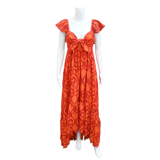 BADGLEY MISCHKA | Red Orange Eyelet Lace Dress