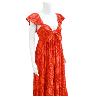 BADGLEY MISCHKA | Red Orange Eyelet Lace Dress