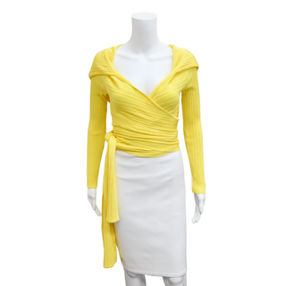 CULT GAIA | Bright Yellow Ribbed Knit Wrap Cardigan Top