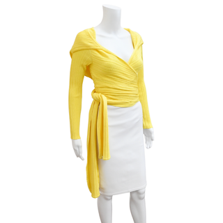 CULT GAIA | Bright Yellow Ribbed Knit Wrap Cardigan Top