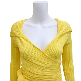 CULT GAIA | Bright Yellow Ribbed Knit Wrap Cardigan Top