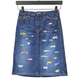DOLCE & GABBANA | Distressed Denim Mini Skirt