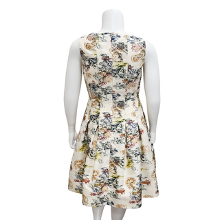 OSCAR DE LA RENTA | Ivory Multicolor Printed Sleeveless Dress