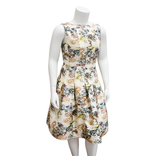 OSCAR DE LA RENTA | Ivory Multicolor Printed Sleeveless Dress