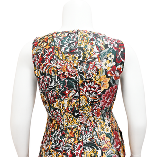 OSCAR DE LA RENTA | Green Multicolor Printed Sleeveless Dress