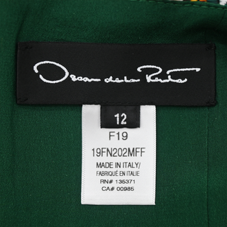 OSCAR DE LA RENTA | Green Multicolor Printed Sleeveless Dress