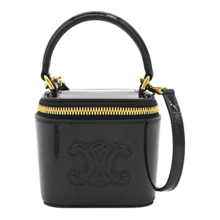 CELINE | Triomphe Black Patent Mini Vanity Case Bag