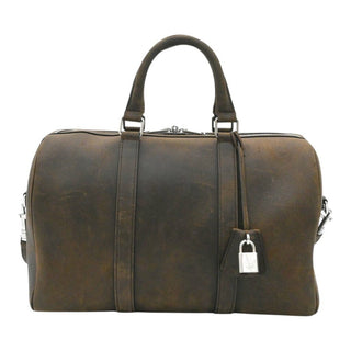 Brown Suede Leather Boston Bag