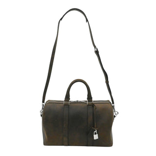 Brown Suede Leather Boston Bag