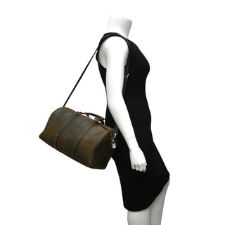 CELINE | Brown Suede Leather Boston Bag
