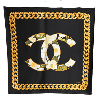 Floral CC Logo Silk Scarf