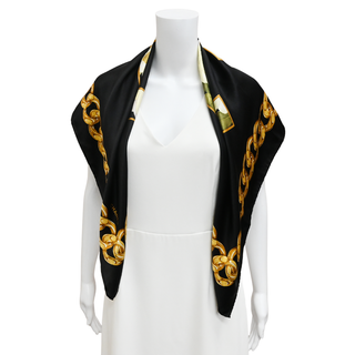 Floral CC Logo Silk Scarf