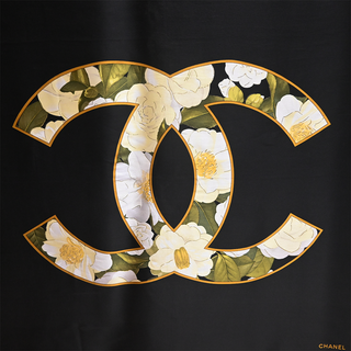 Floral CC Logo Silk Scarf