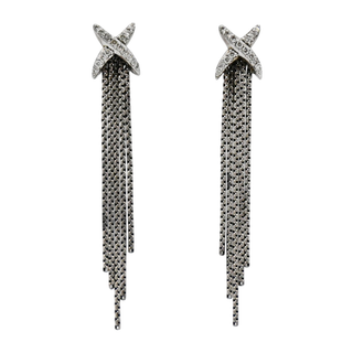 Diamond 'X' Chain Tassel Earrings