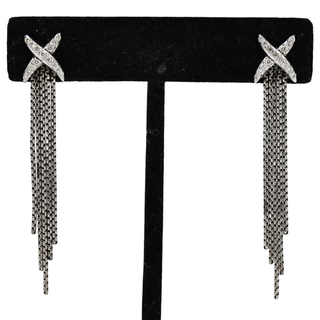 Diamond 'X' Chain Tassel Earrings