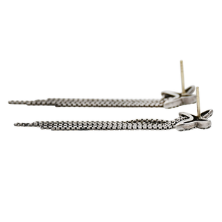 Diamond 'X' Chain Tassel Earrings