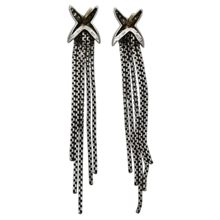 Diamond 'X' Chain Tassel Earrings