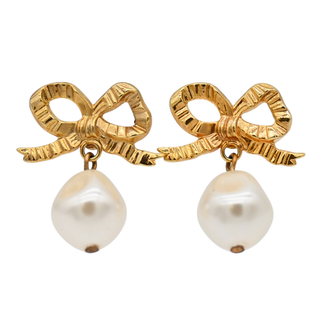 Khloe Bow Pearl Drop Earrings