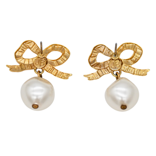 Khloe Bow Pearl Drop Earrings